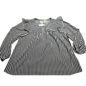 Savanna Jane Women's Top Blouse Plus Size 1X Black White Stripe Ruffle